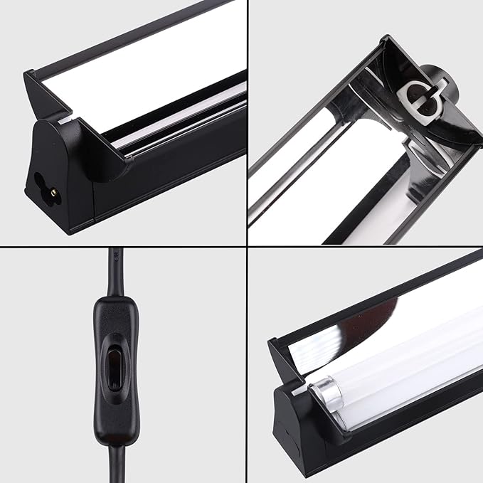 Aiicioo T5 UVB Lighting Combo Kit 39W - T5 UVB Reptile Light Fixture and 5.0 UVB Light Bulb for Bearded Dragon Leopard Gecko (34Inch 39W)