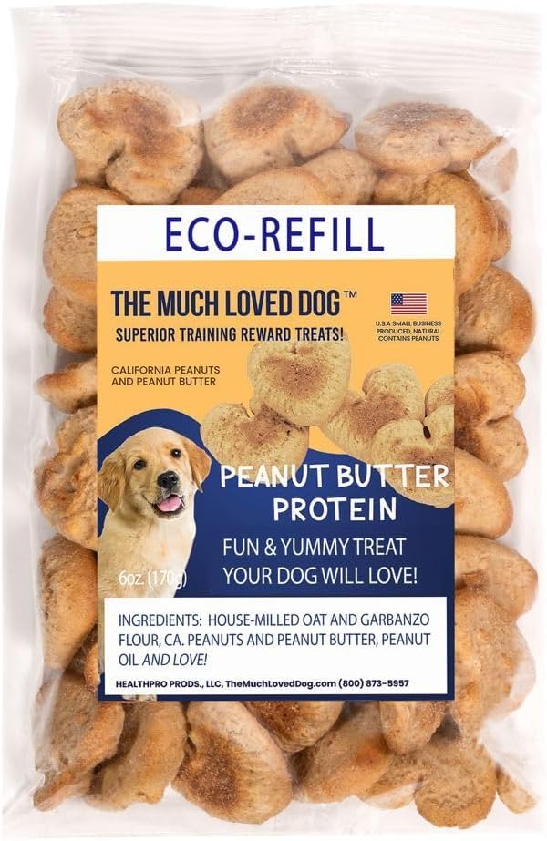 The Much-Loved Dog™ – Natural Fresh-Baked Training Treats in Refillable Airtight Fresh-Keeper™ U.S.A. Made, Human Grade Ingredients, Ideal Dog Treats Small Dogs & All Breeds (Peanut Butter)