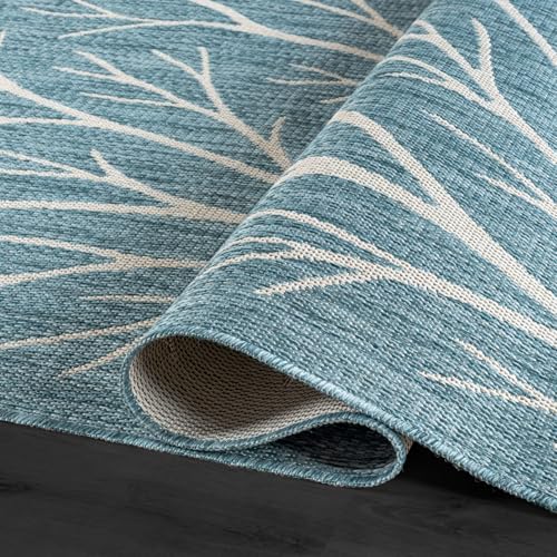 Washable Indoor Outdoor Rug 6x9 Modern Area Rugs Branch Pattern Non Shedding Waterproof Easy Clean Patio Deck Porch Living Room Bedroom Garden RV (54 Sq Ft)
