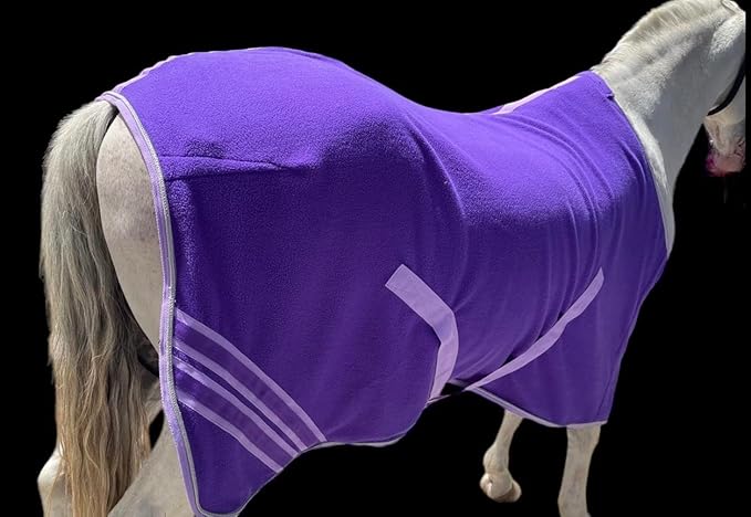 Majestic Ally Anti Pill Fleece Horse Blanket/Sheet with Silver Braided Rope (Purple, 76)