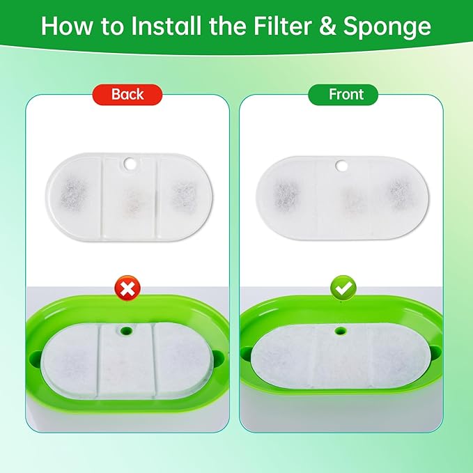 4 Packs Replacement Filters Compatible with Capsule Cat Water Fountain PLWF002, 4 Replacement Filters & 4 Pre-Filter Sponges for 71fl oz/2.1L Ultra Quiet Pet Water Fountain, Cat Water Fountain Filters