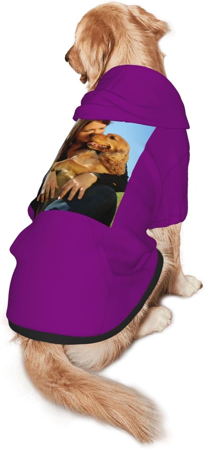 Custom Dog Hoodie Add Your Design Soft & Warm Personalized Photo Text Logo Name Dog Clothes for Puppy Sweatshirt Hooded for Small Medium Large Dogs Girl/Boy Cats Purple