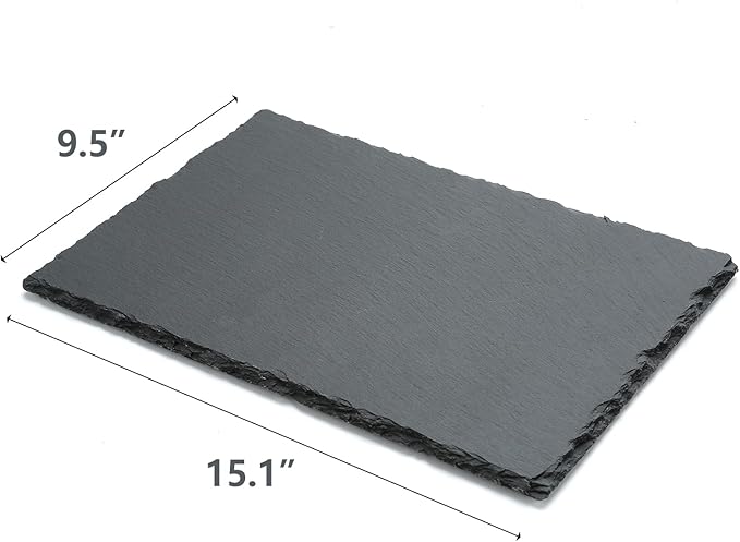 Slate Rocks for Turtle Basking Platform 15.1 x 9.5 inch, Natural Rock Reptile Food Bowl Tortoise Feeding Dish Habitat Décor