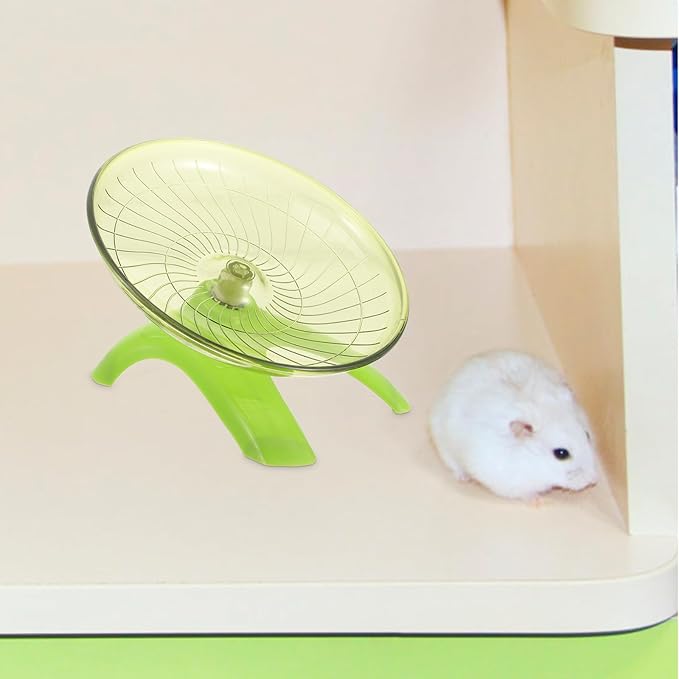 POPETPOP Hamster Exercise Wheel Super Silent: Hamster Flying Saucer Silent Hamster Wheel Guinea Pig Run Wheel for Hamsters Gerbils Mice Hedgehogs (Light Green)