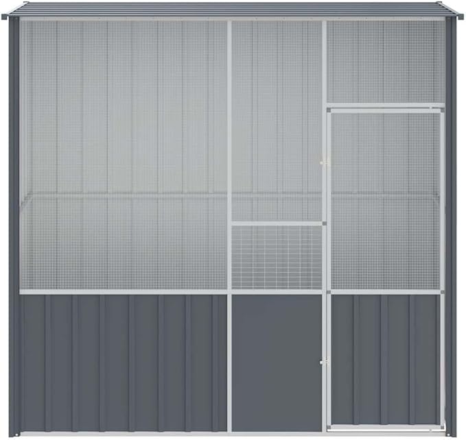 Metal Steel Large Bird Cage for Small Animals Like Birds, Rabbits, and Chickens, 84.6"x30.7"x78.7", Anthracite,-577