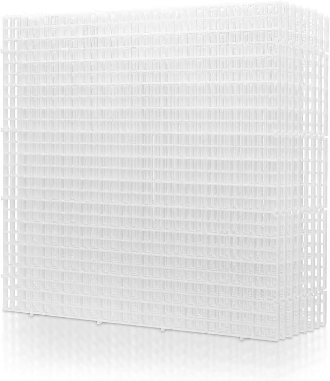 LINLAN 8 Pieces 11.8x11.8in (30X30cm) Aquarium Grid Plastic, Fish Tank Divider, Egg Crate for DIY Filtration and Bottom Protection in Aquascaping (White-No Accessories)