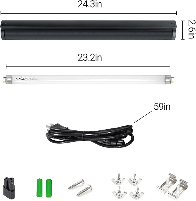 REPTI ZOO T8 UVB Lighting Fixture for Reptiles,18W Reptile Lighting Combo Kit Desert 10.0 Terrarium Hood Light Fixture for Bearded Dragon Tortoise Lizards Reptile & Amphibian(24inch)