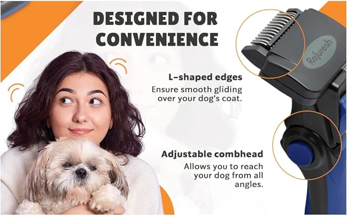 Deshedding Dog Brush for Long Hair (Large,Blue) – Gentle Deshedding tool for Dogs & Cats – Reduces shedding, without damaging topcoat. Removes Loose Fur & Dead Undercoat.