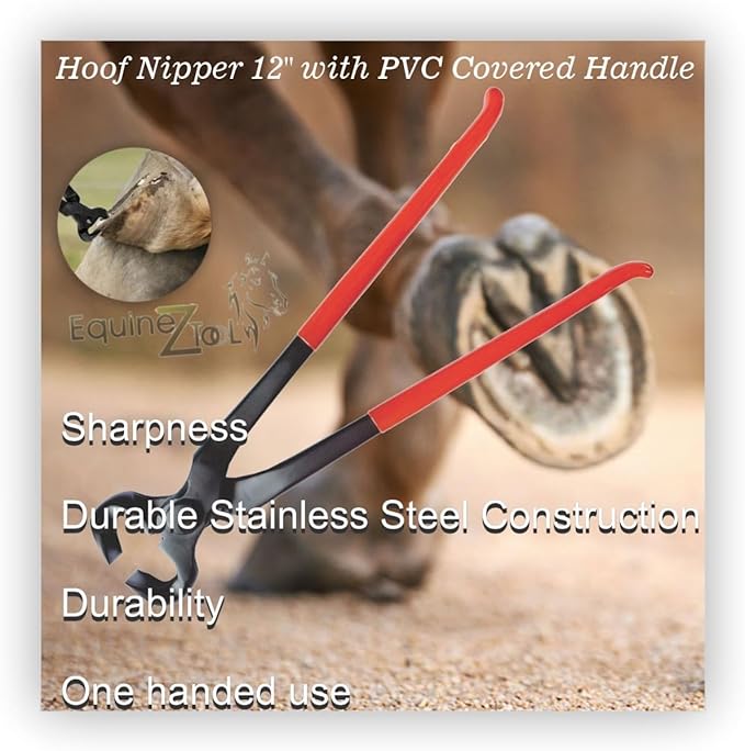Professional Hoof Nipper 12" with PVC Covered Handle–Premium Heavy Duty Horse Farrier Tool for Precise Hoof Trimming,Shaping&Maintenance–Professional-Grade Equine Hoof Care Tool for Hoof Health