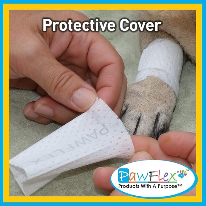 Protective Sleeve Tubular Cover - Bandages - for Dogs Cats and Other Pets First Aid Wound Care Comfortable Non-Adhesive Breathable & Water Resistant 18 Strips (yields 36-54 Covers)-(Large)
