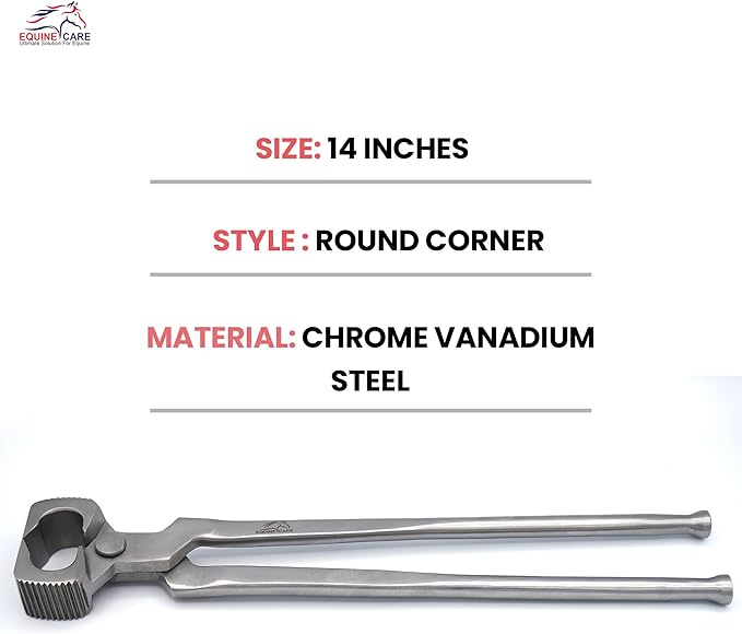 Equine Care 14-Inch Horseshoe Puller & Hoof Spreader Tool | Professional Serrated Jaw Farrier Pliers | Chrome Vanadium Steel, Rust-Resistant | Ideal for Farriers, Veterinarians & Horse Owners.