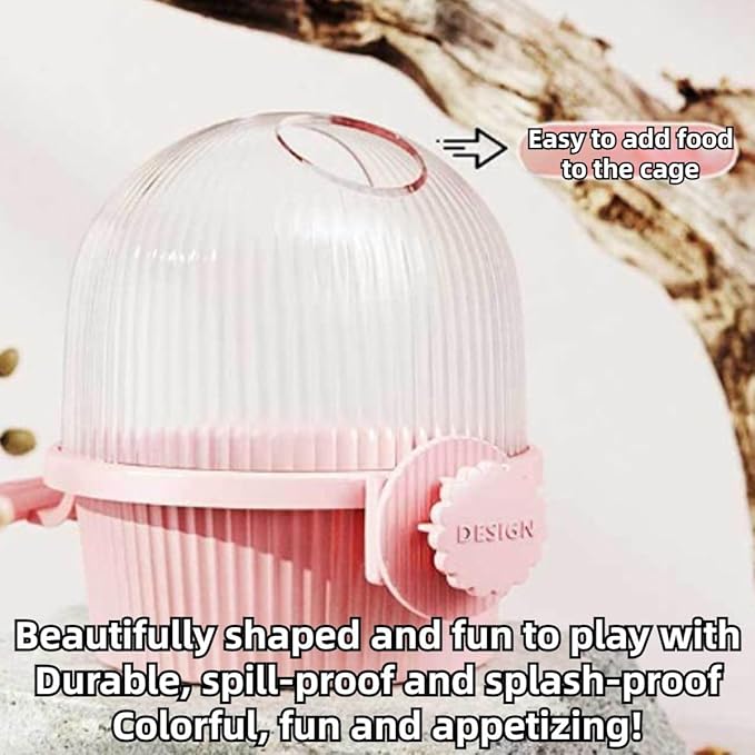 Bird Feeder for Cage – No Mess Feeder & Water Dispenser, Easy to Install and Clean, Semi-Enclosed Design Prevents Splashing (Purple)
