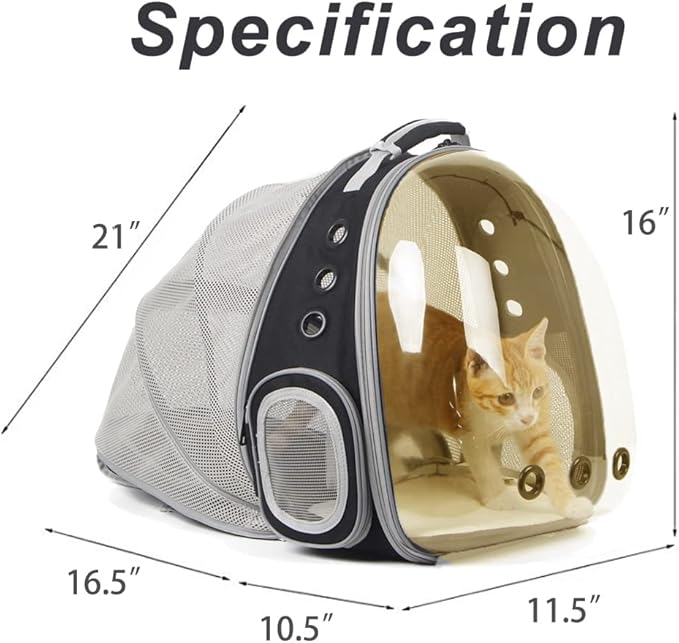 halinfer Expandable Backpack to Carry Cat, Fit up to 12 lbs, Space Capsule Astronaut Polarized Tinted Brown Bubble Window Pet Backpack Carrier for Kitten Bunny and Small Puppy Vet Visit