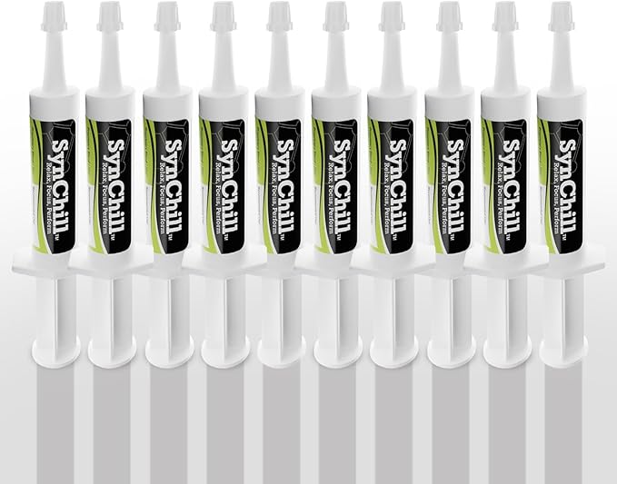 SynChill Oral Horse Calming Gel, 100% Natural & Nutritional Supplement, Lab Proven Results, Designed for Focus & Performance, Approved by Olympic Professionals & Veterinarians, Made in USA - 10 Pack