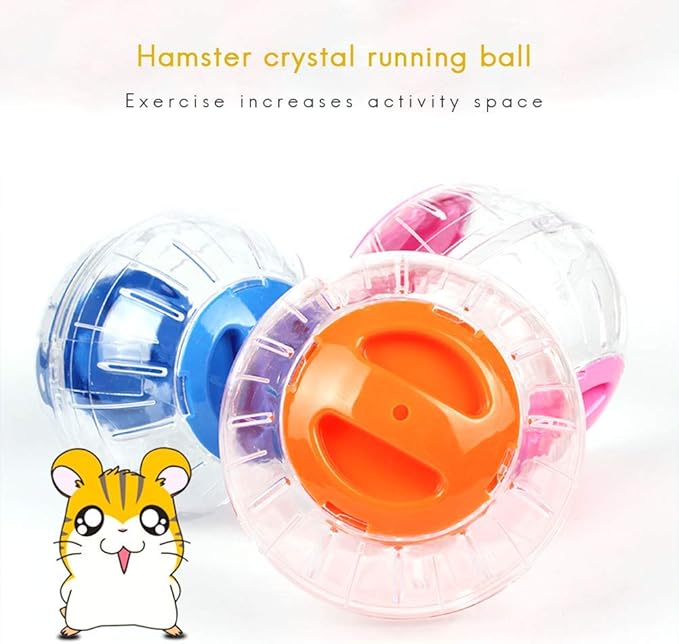 Mini New Cute Dwarf Hamster Running Ball 4.72 Inches Crystal Ball for Hamsters Small Silent Exercise Wheel Cage Accessories for Hamsters Less Than 4 inches 10 cm in Length (Orange)