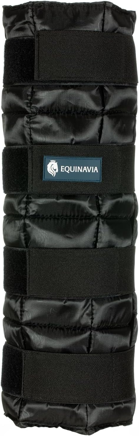 Equinavia Cool Relief Therapy Ice Boots Leg Wraps Pair for Horses, Gel Pack with Adjustable Straps | 16.5" x 15.5" with Storage Bag - Black - Pair - One Size