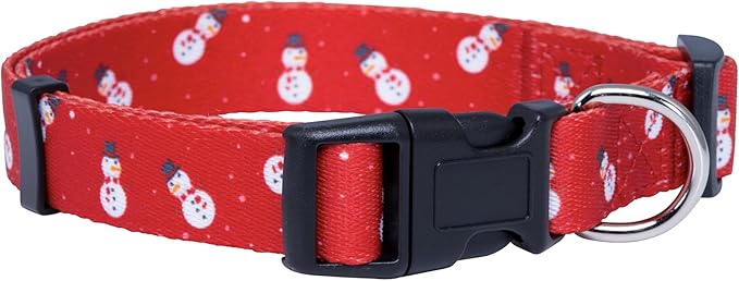 Native Pup Christmas Dog Collar- Winter Holiday Collars for Pets- Xmas Gift for Puppy- Santa, Reindeer, Snowman, Candy Cane, Red Green- Girl Boy- Small, Medium, Large Breeds(Snowman, Large)