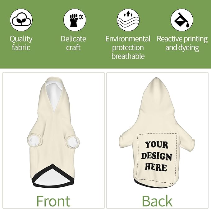 Dog Clothes, Custom Dog Hooded Sweatshirt, Personalized Pet Costume Robe Shirt with Text/Image/Club Name/Pet Shop Logo for Small Medium Large Dogs and Cats, CreamYellow, S