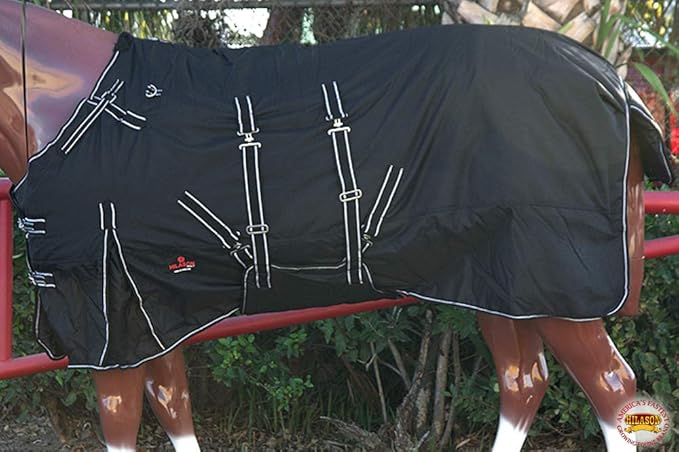 HILASON Black 82 in 1200D Winter Waterproof Poly Horse Turnout Blanket Belly Wrap