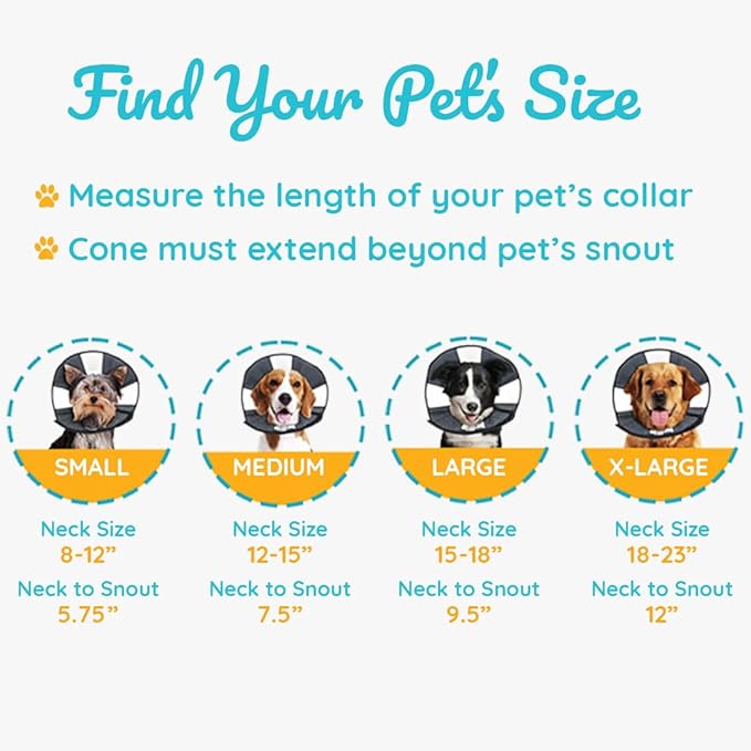 ZenPet Pet Recovery Cone E-Collar for Dogs and Cats - Always Use with Your Pet's Everyday Collar - Comfortable Soft Collar is Adjustable for a Secure and Custom Fit (Medium)