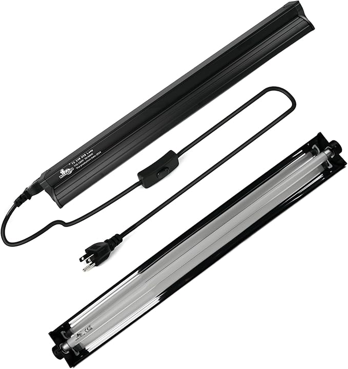 T5 UVB Lighting Combo Kit for Reptiles,24W Light Fixture with Desert 5.0 T5 UVB Light Bulbs Terrarium Hood Heat Lamp for Breaded Dragon,Turtle,Frog,Lizard,Tortoise,Gecko,Snake