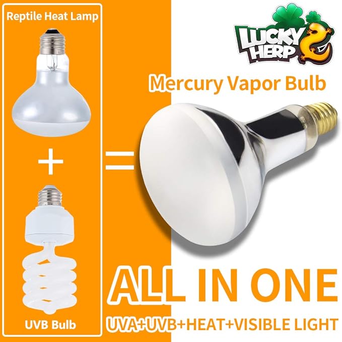 LUCKY HERP 80 Watt UVA+UVB Vapor Heat Lamp Bulb, High Intensity Self-Ballasted Heat Basking Lamp/Bulb/Light for Reptile and Amphibian, Sun Lamp for Bearded Dragon Lizard Turtle