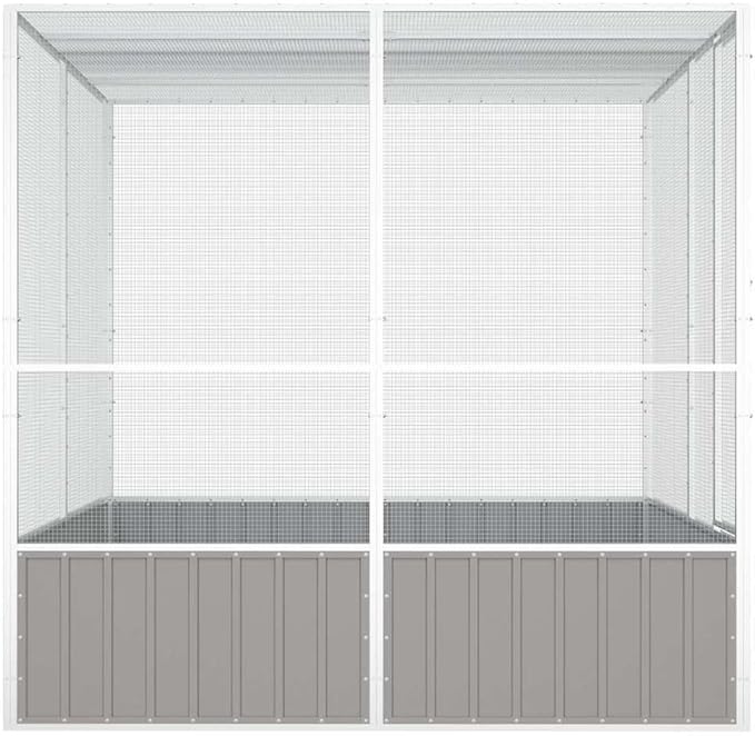 Metal Steel Large Bird Cage for Budgies, Pigeons, Galvanized Steel Birdcage Aviary House, 84.1"x85.6"x83.3", Gray,-572