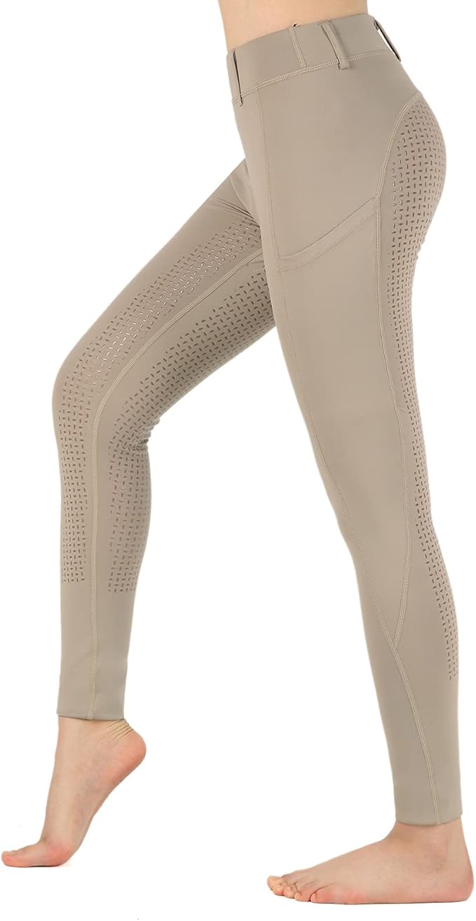 beroy Horseback Riding-Pants Girls Equestrian-Breeches - Kids Schooling Horse Tights Full Seat Silicone Pockets