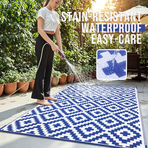 Outdoor Rug 6x9 ft Waterproof Reversible Mat (54 Sq Ft)