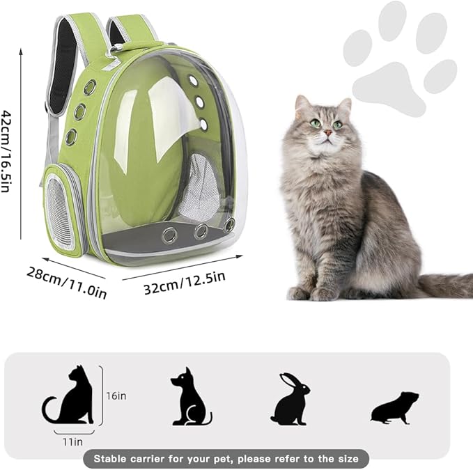 Pet Backpack Carrier,Bubble Backpack Cat Carrier,Pets and Small Dogs,Space Capsule Pet Carrier for Traveling, Walking, Hiking and Outdoor Activities (Mint Green)