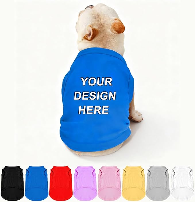 Custom Dog Shirt Pet Clothes Breathable Shirts for Small to Large Dogs Customized Name Logo Photo Puppy Outfits Personalized Sleeveless Vest Pets Apparel Blue, M