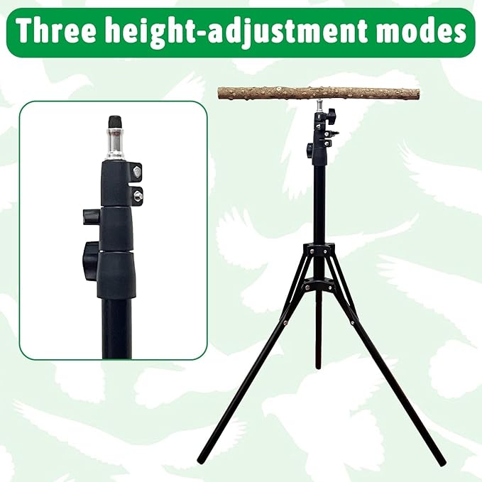 kathson 28-60inches Height Adjustable Bird Perch, Pepperwood Parrot Perch Stand, Multi-Purpose Bird Perches for Indoor and Outdoor Use, Designed for Small Medium Birds