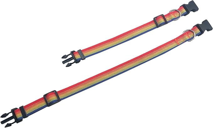 Adjustable Nylon Dog Collar, pet Collar 1 Inch 3/4 Inch 5/8 Inch Wide, for Large Medium Small Dogs (S(5/8" x 11-16"), Rainbow)