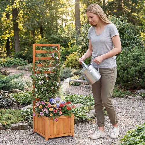 48" Raised Garden Bed with Trellis & Garden Box