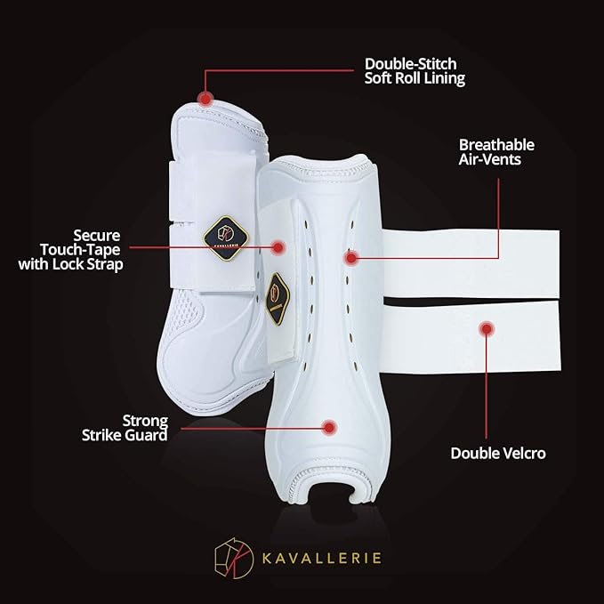 Kavallerie Classic Tendon Boots, Impact-Absorbing Material, Breathable & Evenly Distribute Pressure, Protect Tendon and Ligaments, Anti-Slip, Anti- Sore and Moisture Repellant Show Jumping Boots