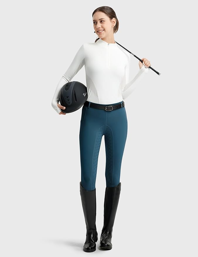 FitsT4 Sports Women's Full Seat Riding Tights Active Silicon Grip Horse Riding Tights Equestrian Breeches