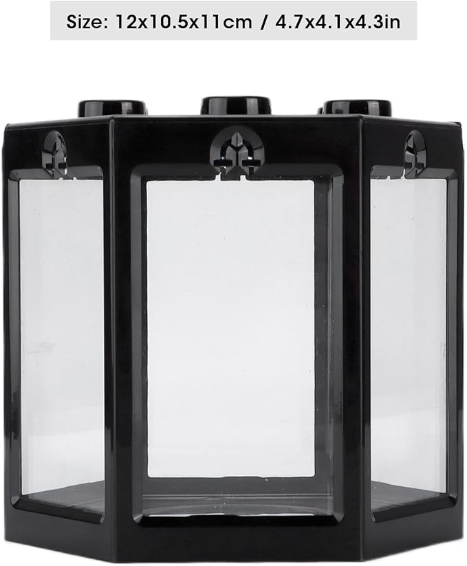 Zerodis Betta Aquarium Starter Kits, Small Aquarium Fish No Clean Corners Crystal-Clear for Fish-Loving Kids Betta Lovers for Home Office Decoration(Black)