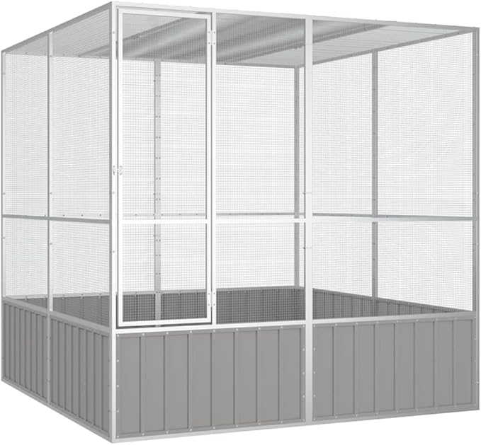 Tidyard Large Bird Cage, Spacious Galvanized Steel Aviary for Budgies and Parrots, Rectangular Shape, Outdoor Use, 84.1 x 85.6 x 83.3 in