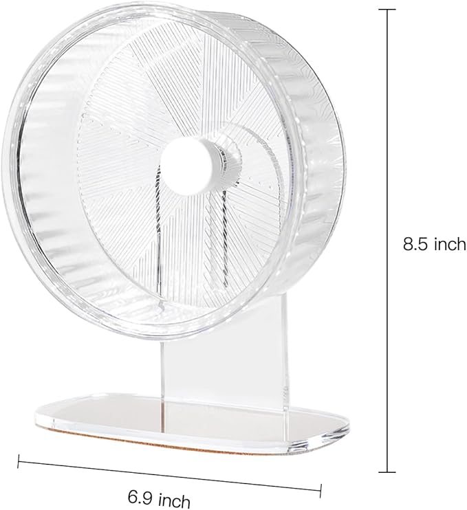 Super-Silent Hamster Exercise Wheel: Silent Spin Toys Hamster Running Wheels with Height Adjustable Stand for Hamsters Gerbils Mice Or Other Small Animals -6.5inch Clear