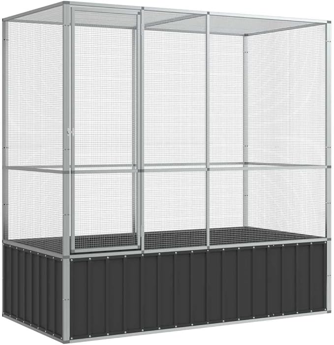 Outdoor Aviary Bird Cage, Galvanized Steel Outside Ample Activity Space Birdcage, 82.9"x42.1"x83.5", -259