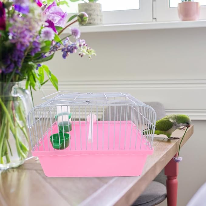 Bird Carrier Travel Cage Parrot Carrying Cage for Birds and Small Animals（Pink）