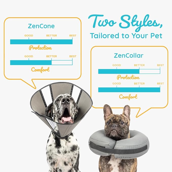 ZenPet Recovery Cone E-Collar for Dogs & Cats – Soft, Comfortable, Safe & Stress-Free Healing After Surgery, Adjustable Design, Secure Custom Fit (Large)