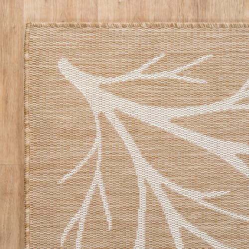 Washable Indoor Outdoor Rug 5x7 Modern Area Rugs Branch Pattern Non Shedding Waterproof Easy Clean Patio Deck Porch Living Room Bedroom Garden RV (35 Sq Ft)