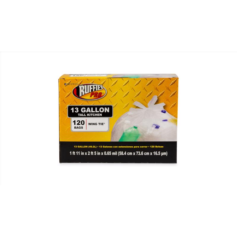 Ruffies Pro 13 gal Tall Kitchen Bags Wing Ties 1124915 120 pk