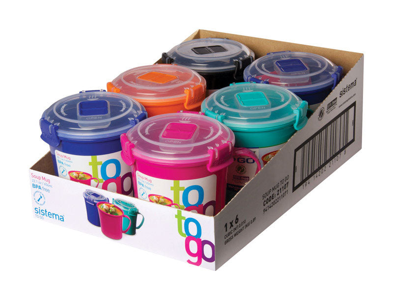 Sistema 22.1 oz Assorted Soup Mug 21107ZS 1 pk, Pack of 6