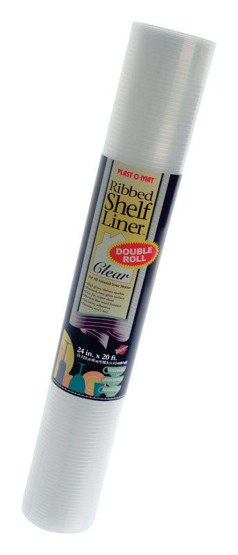 Warp's Plast-O-Mat 20 ft. L X 24 in. W Clear Non Adhesive Ribbed Shelf Liner PM220-C
