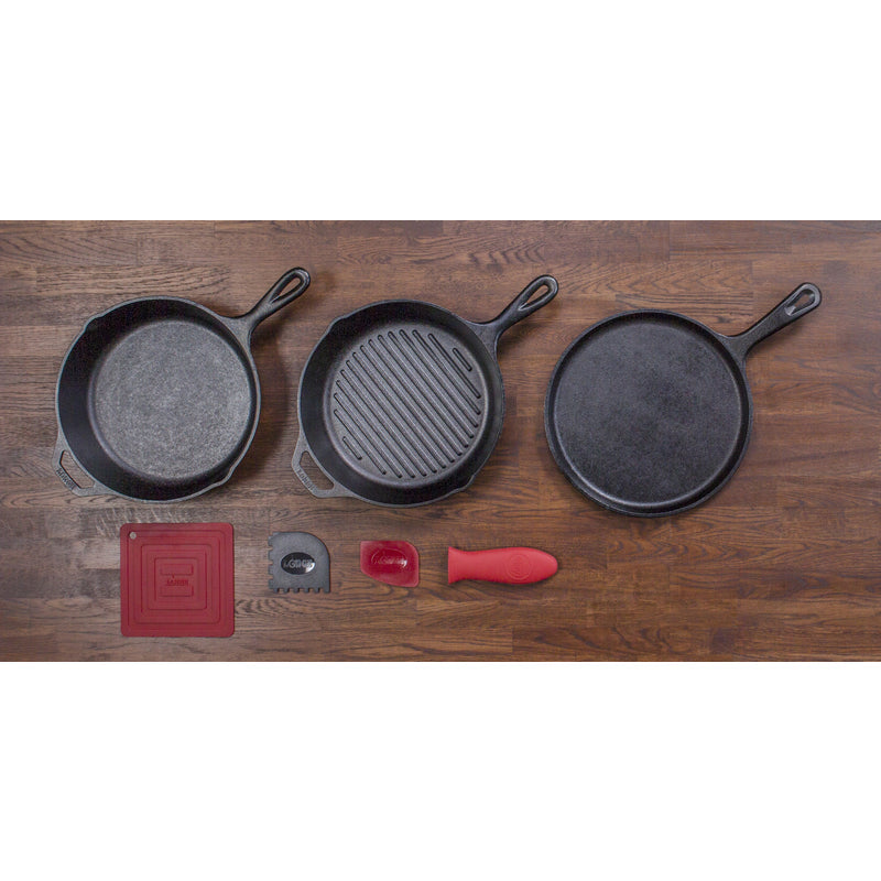 Lodge Essential Cast Iron Cookware Set Black L6SPA41