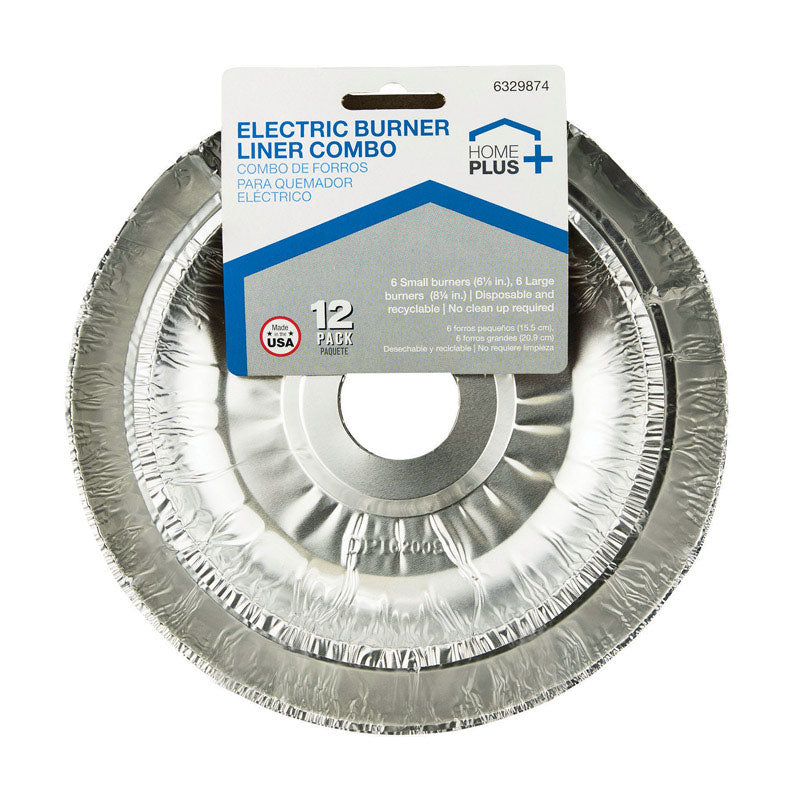Home Plus Durable Foil Assorted in. W Electric Burner Liner Silver D62120 12 pk, Case of 12