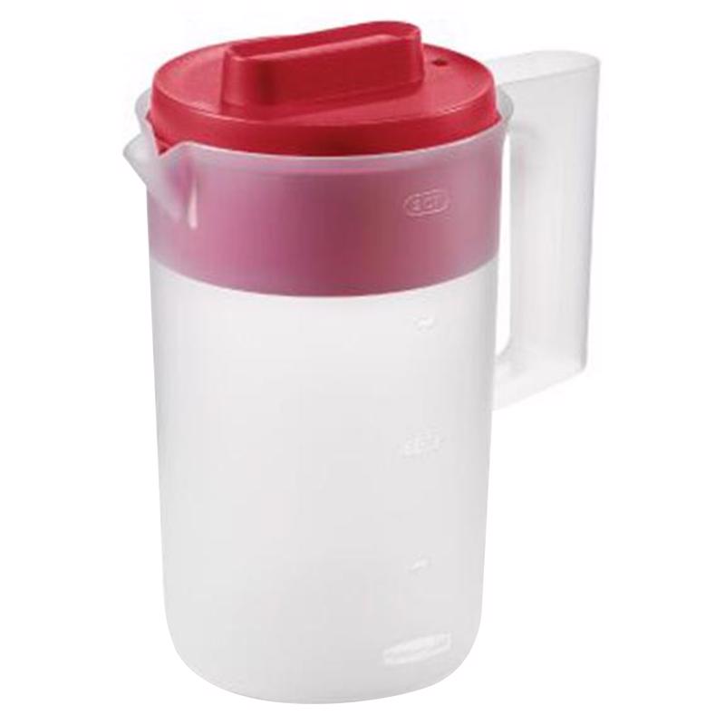 Rubbermaid 2 qt Clear/Red Pitcher Plastic 2122587, Pack of 2