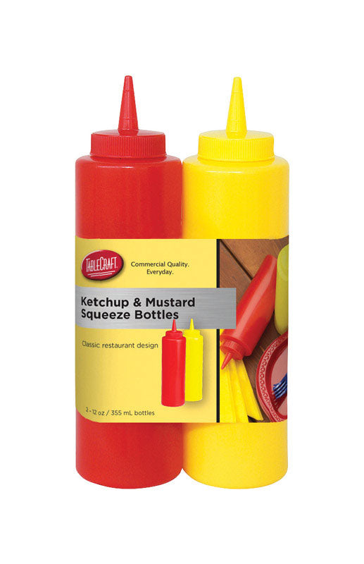 TableCraft Nostalgia Red/Yellow Polyethylene Ketchup and Mustard Dispensers 24 oz 112KM
